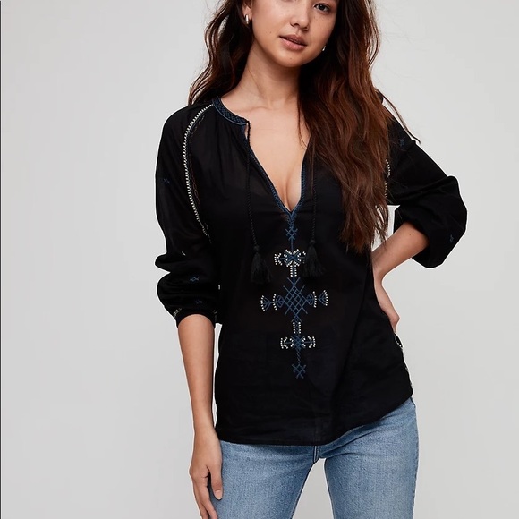 NWT Aritzia Sunday Best black Annalise Boho Blouse XS - Picture 9 of 10